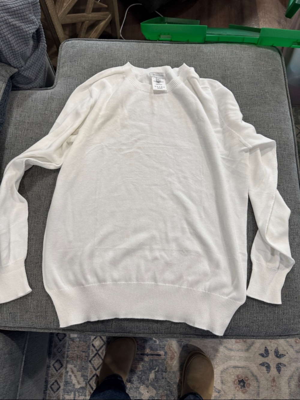 Women’s White Crewneck Sweater - Lightweight Knit